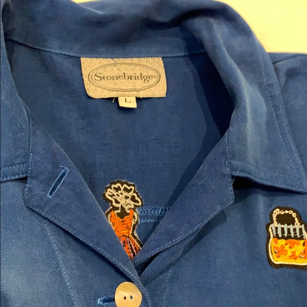 Ladies blue pant suit. Cotton blend - Picture 2 of 5